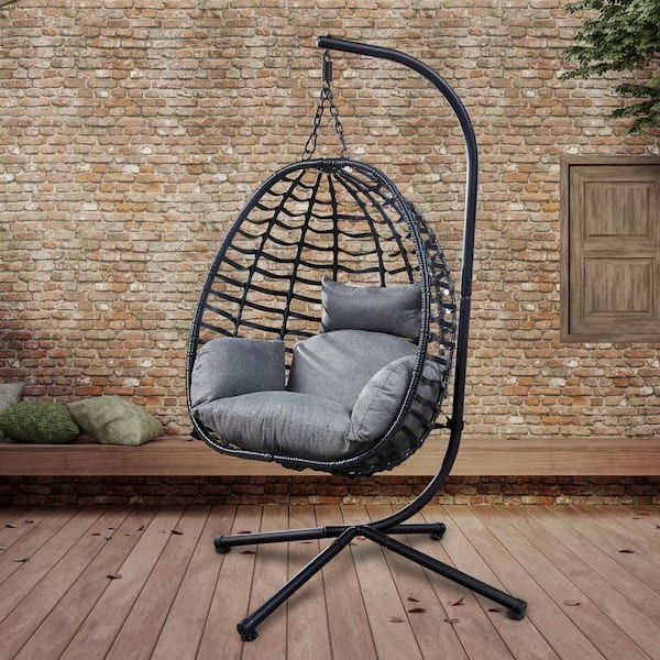 machine dealer Uitstekend 6.5 ft. Outdoor Freestanding Rattan Oval Egg Chair Swing Hammock Chair With  Stand And Grey Cushion HJCGSH2RED - The Home Depot