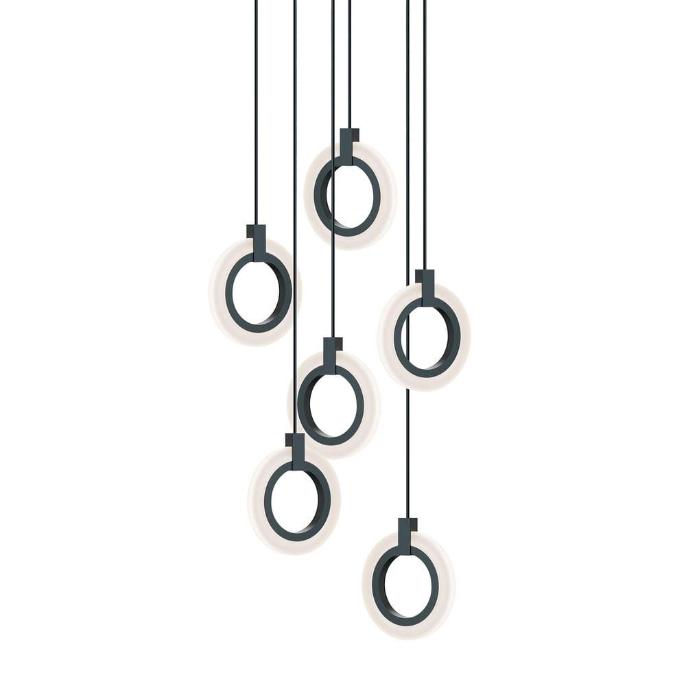 Halo 18-Watt 6-Light Integrated LED Pendant Light Black with White Acrylic Shade price history on PriceWatchPro