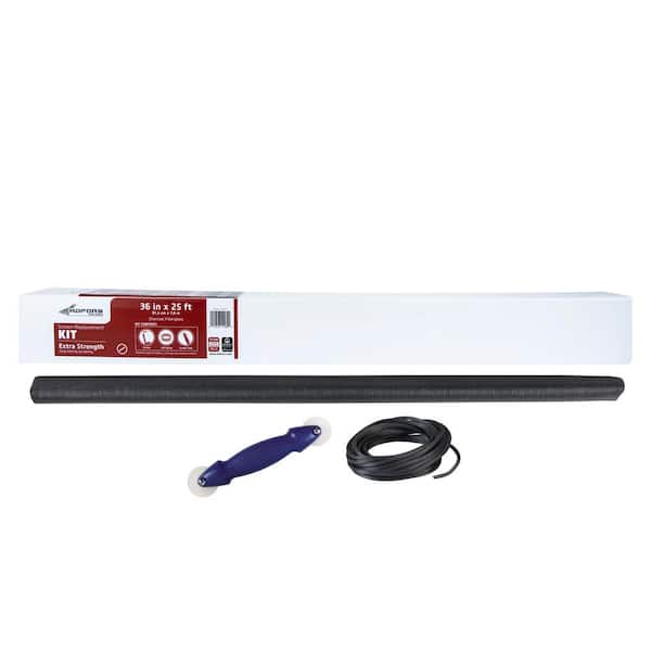 36 in. x 25 ft. Charcoal Fiberglass Extra-Strength All-In-One Screen Repair Kit for Windows and Door