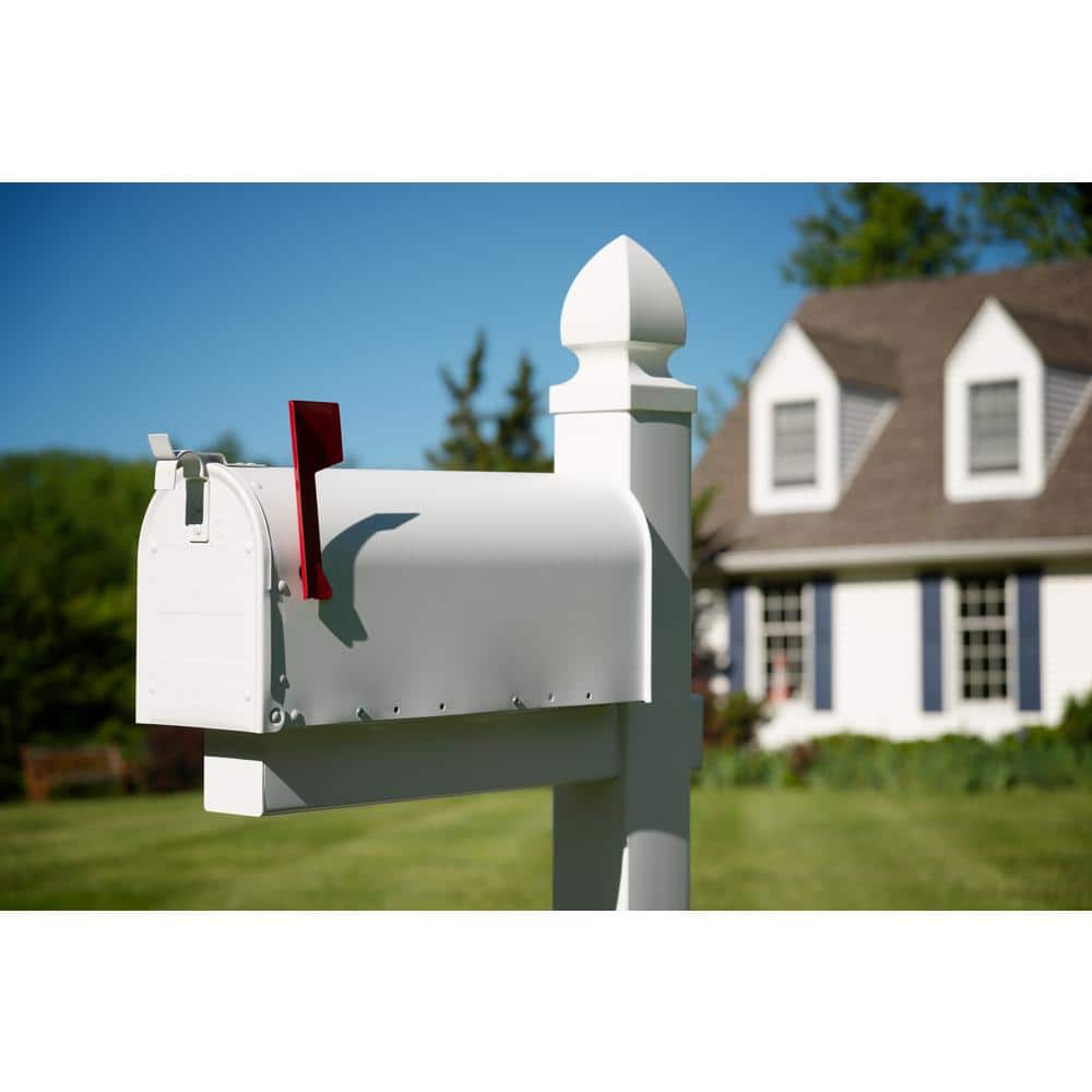 Medium White Aluminum Post Mount Mailbox