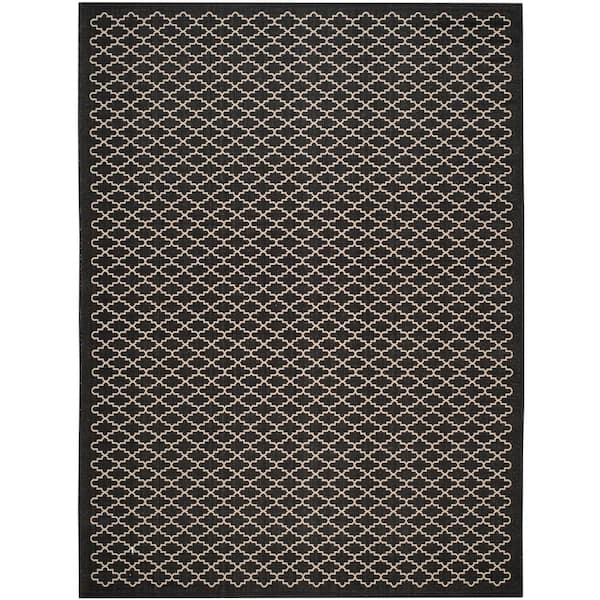Courtyard Black/Beige 8 ft. x 11 ft. Geometric Indoor/Outdoor Patio  Area Rug