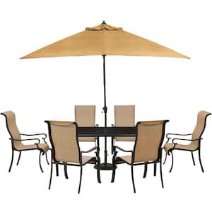 Hammond 7-Piece Patio Outdoor Dining Set with Glass-Top Table and 9 ft. Umbrella