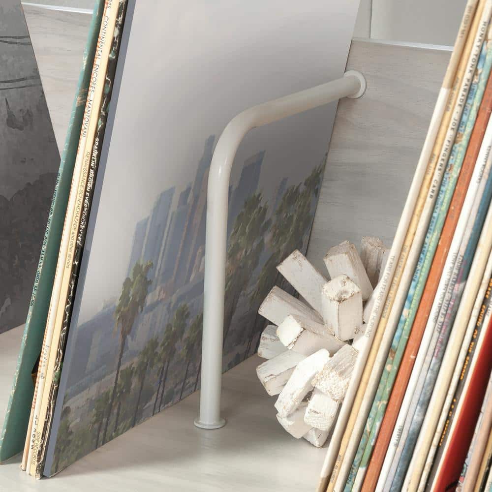 Gray Engineered Wood Bookcase with Cubes and Shelves