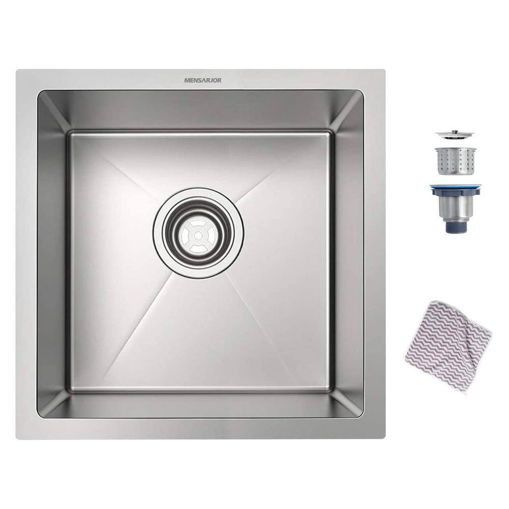 Brushed Nickel Stainless Steel 14 in. x 14 in. Single Bowl Undermount Kitch