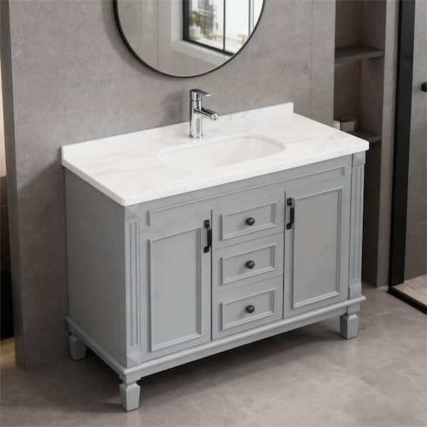 Ximuprmy Solid Wood 36 in. Bath Vanity Cabinet without Top in