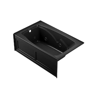 CETRA 60 in. x 36 in. Whirlpool Bathtub with Left Drain in Black