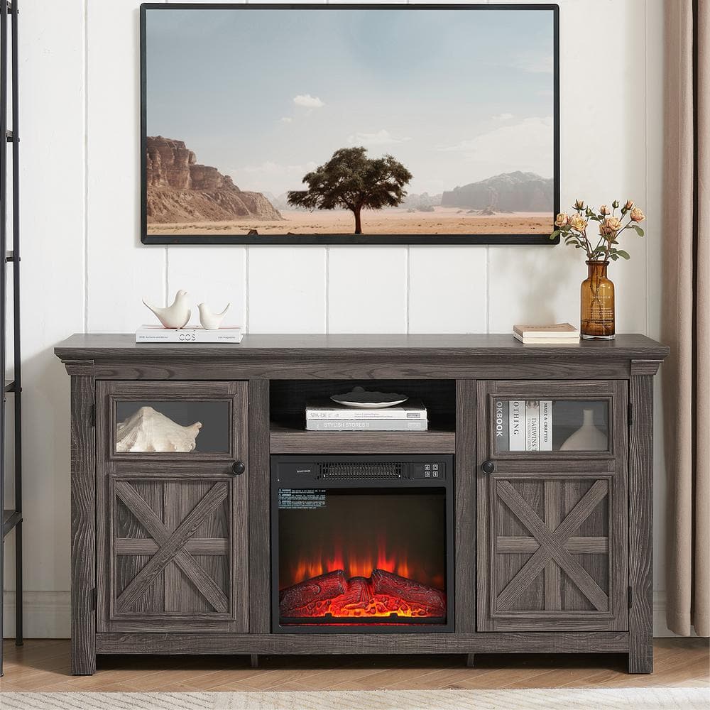 Toolcat In Freestanding Electric Fireplace Tv Stand With Faux Stacked Stone Surround In