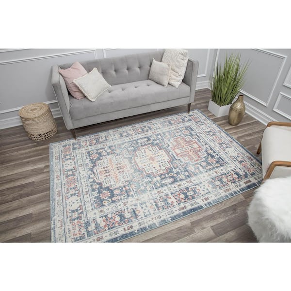Rugs America Gabriel Prussian Sundara Blue 5 ft. x 7 ft. Area Rug