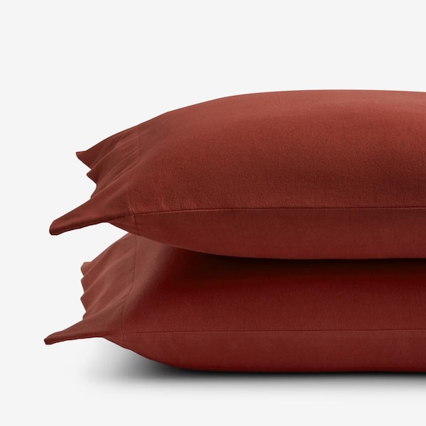The Company Store Company Cotton Solid Velvet Flannel Rust Standard Pillowcase (Set of 2)