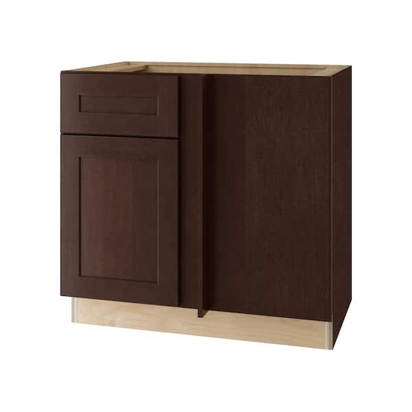 Home Decorators Collection Franklin Stained Manganite Plywood Shaker Assembled Blind Corner Kitchen Cabinet Sft Cls R 36 in W x 24 in D x 34.5 in H