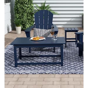 Mason Navy Blue Poly Plastic Fade Resistant Outdoor Patio Rectangle Adirondack Coffee Table