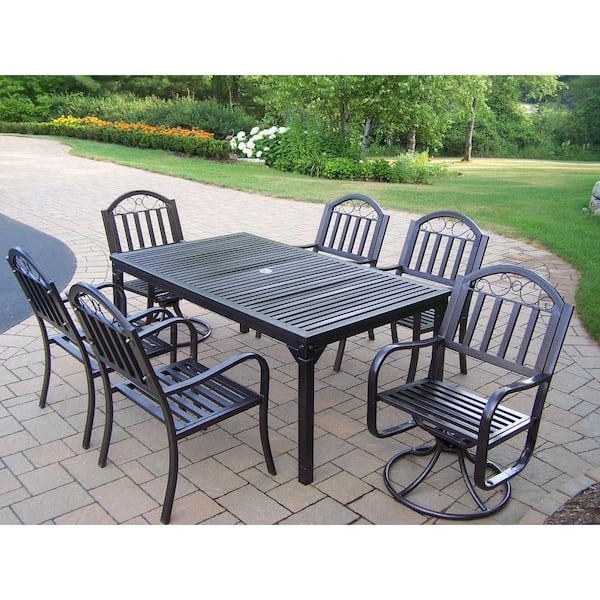Oakland Living Rochester 7-Piece Patio Dining Set with 2 Swivel Chairs