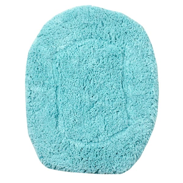 Waterford Collection 100% Cotton Bath Rug, 18x18 Toilet Lid Cover, Turquoise