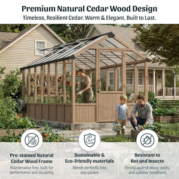 CANOPIA by PALRAM Natura 8 ft. x 17 ft. Cedar Wood/Clear