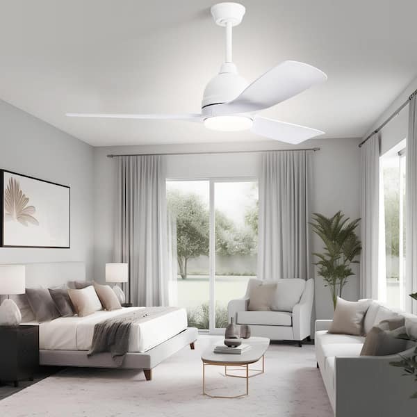 54 in. Indoor/Outdoor Smart White Ceiling Fan with LED light and 6-Speed Remote&APP Control