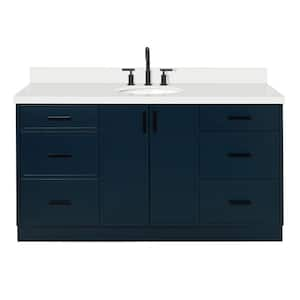 Kelly 67 in. W x 22 in. D x 36 in. H Single Bath Vanity in Midnight Blue with Pure White Quartz Top