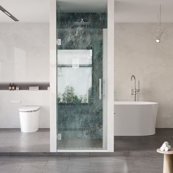 Unifit 31-32 in. W x 72 in. H Hinged Frameless Shower Door in Chrome with 3/8 in. SGCC Clear Tempered Glass