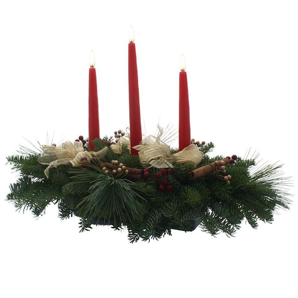 Worcester Wreath Balsam Fir Cinnamon 3 Candle Stick Fresh Centerpiece : Multiple Ship Weeks Available