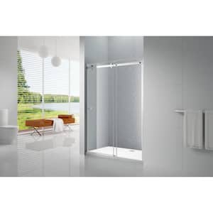 Primo 60 in. L x 32 in. W x 72 in. H Alcove Shower Kit with Sliding Frameless Shower Door in Chrome and Shower Pan