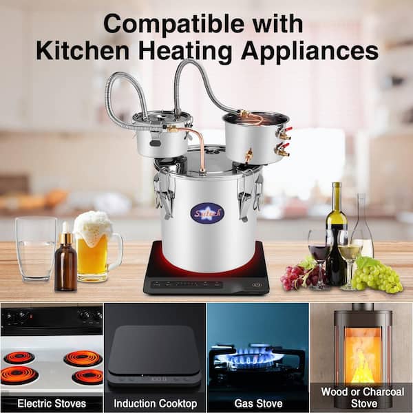 Alcohol Still 8 Gal. Stainless Steel Water Alcohol Distiller Home Brewing Kit with Thumper Keg for DIY Wine