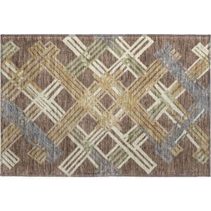 Mayfield Premium Machine Washable Abstract AMF2452 Chocolate 2 ft. x 3 ft. Accent Rug