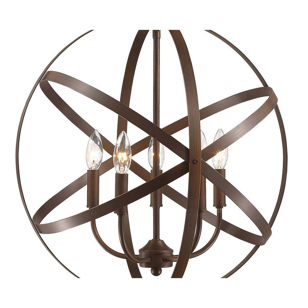 Rubbed Bronze 22" Globe Pendant Light with Glass Shade