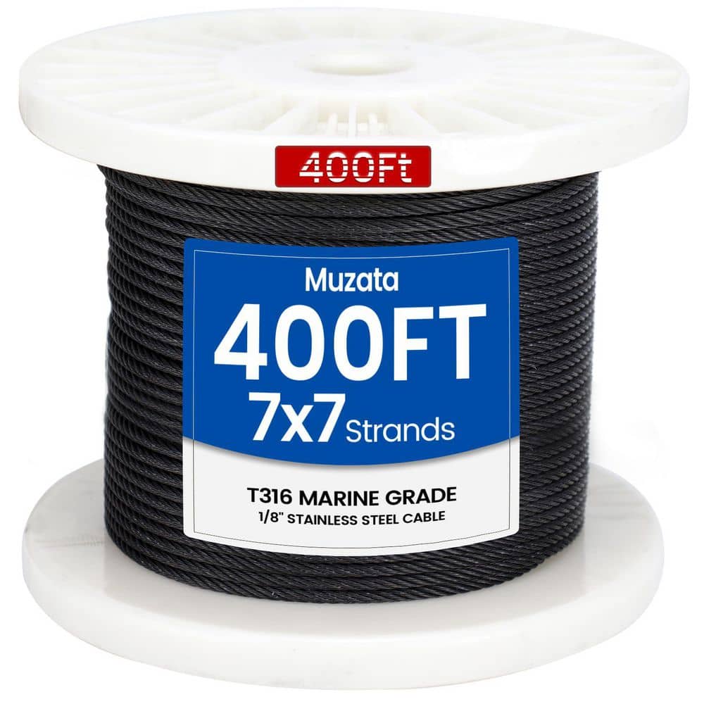 400 ft. 1/8 in. Black Stainless Steel Cable Railing System, T316 Wire Rope 1800 lb. Breaking Strength for Indoor Outdoor price history on PriceWatchPro