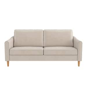 Mr. Kate Moon 73.5 in. Rectangle Upholstered Sofa with Curved Back, Ivory Velvet