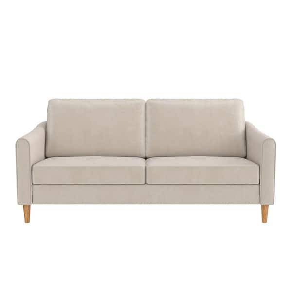 Unbranded Mr. Kate Moon 73.5 in. Rectangle Upholstered Sofa with Curved Back, Ivory Velvet