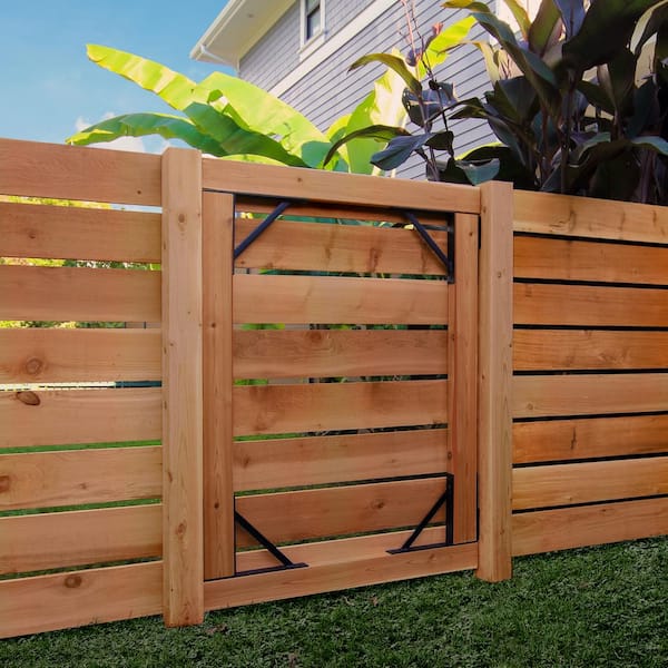 Heavy-Duty Steel Gate Hardware Kit in Matte Black (Fits Gates 26 in. to 60 in. W)