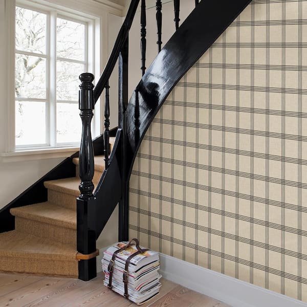 CV4464 Black Charter Plaid Wallpaper