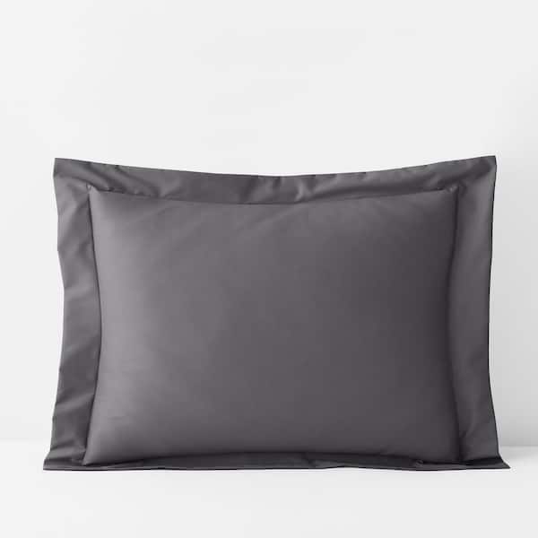 The Company Store Company Cotton Stone Gray Solid 300-Thread Count Wrinkle-Free Sateen Single King Sham