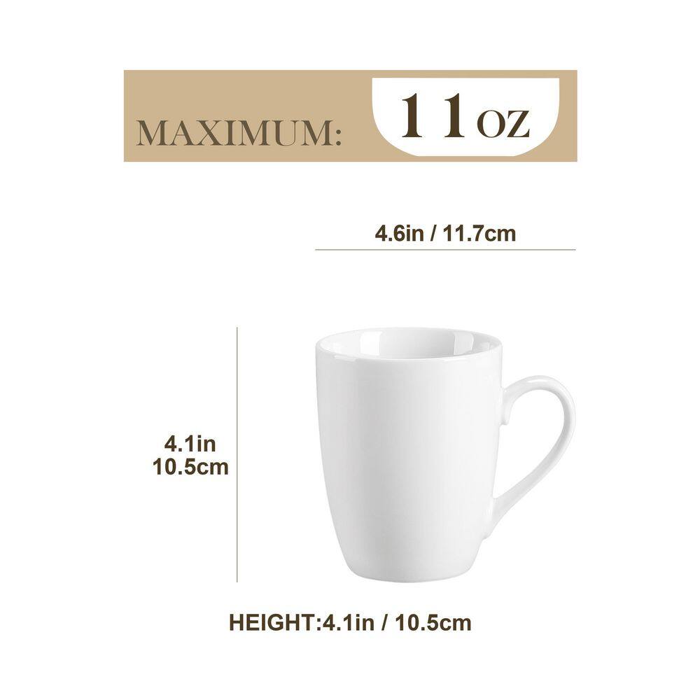 16 oz White Ceramic Microwave Safe Coffee Mugs Set of 6