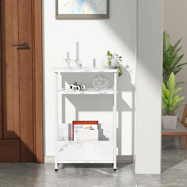 White 15.5 in. x 24.2 in. Wood Freestanding Magazine Rack with White Legs