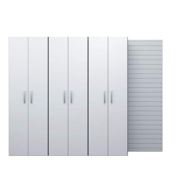 Flow Wall 96 in. W x 17 in. D x 72 in. H Modular Cabinet Garage Storage Set in White (3-Piece)
