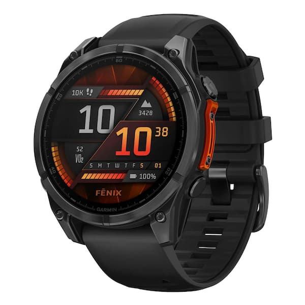 fenix 8 AMOLED Multisport 47-mm GPS Watch with Silicone Band 1.85 x .54 in Slate Gray and Black