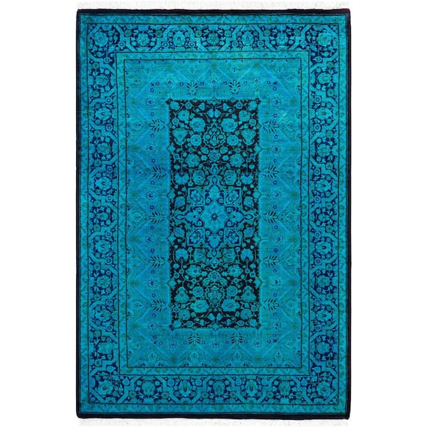 Overdyed Green 4 x 6 Solid Wool Indoor Area Rug