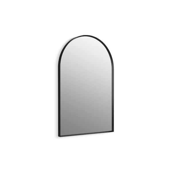Essential 24 in. X 36 in. Arch Framed Mirror in Matte Black