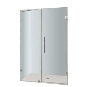 Nautis 46 in. x 72 in. Frameless Hinged Shower Door in Chrome with Clear Glass
