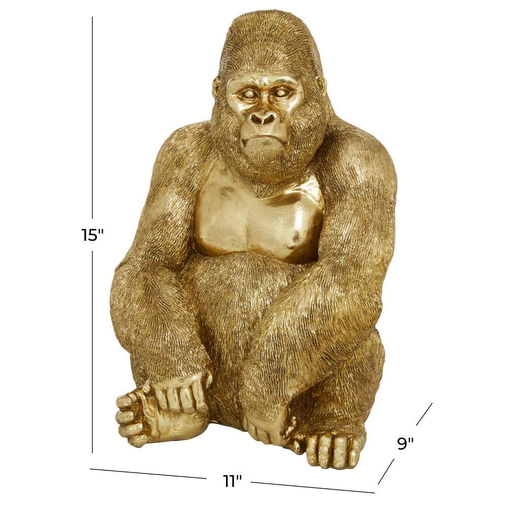 15" Gold Polystone Gorilla Decorative Sculpture