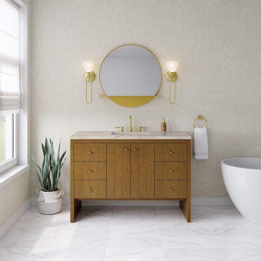Hudson 48.0 in. Single Bath Vanity in Honey Oak with Tajnar Engineered Composite Top price history on PriceWatchPro