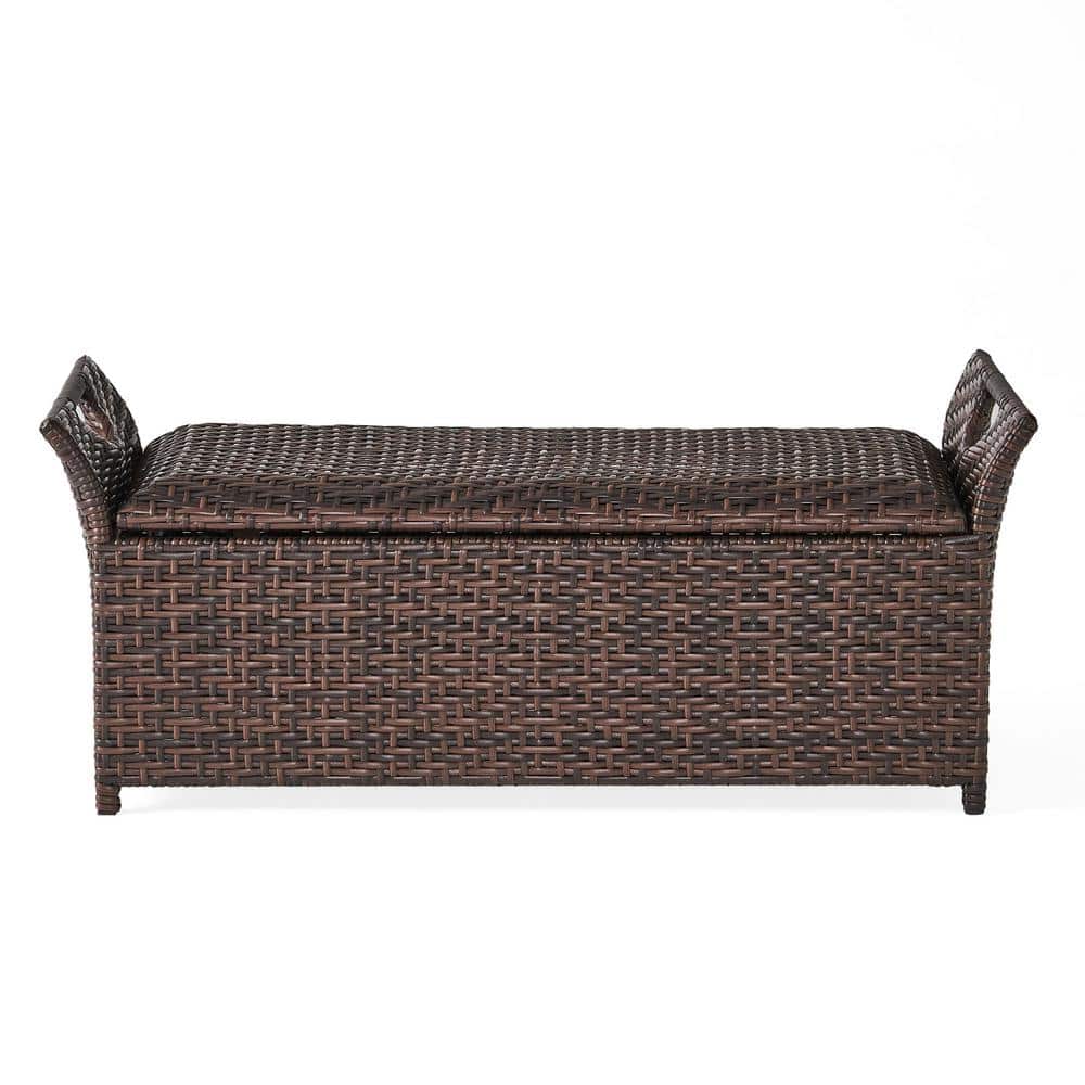 42 in. Brown Wicker Outdoor Storage Ottoman