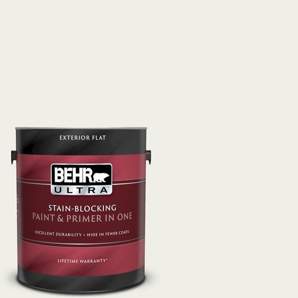 BEHR ULTRA 1 gal. #UL200-12 Snowy Pine Flat Exterior Paint and Primer in One