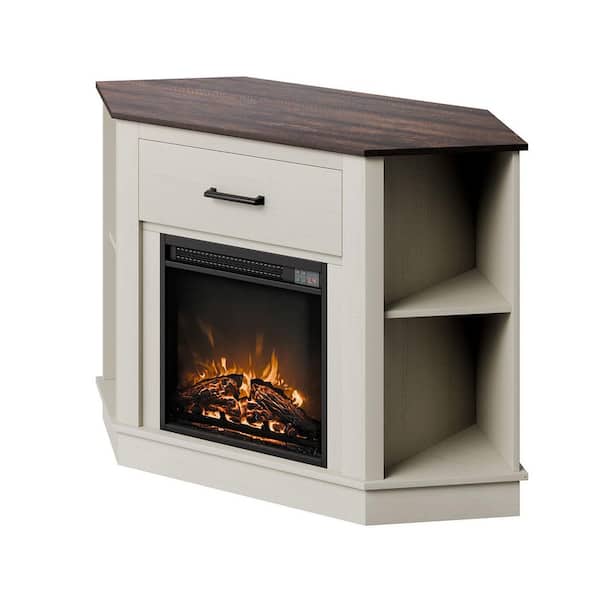 Fireplace TV Stand, Farmhouse Fireplace TV Stand for TVs up to 32-50 in., Farmhouse Entertainment Center Fixed Mount