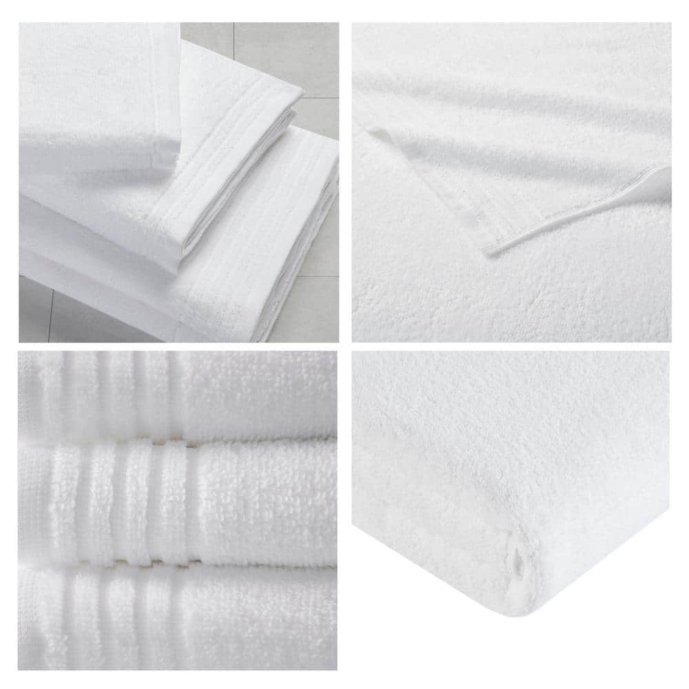 White Cotton Quick-Dry 12-Piece Bath Towel Set