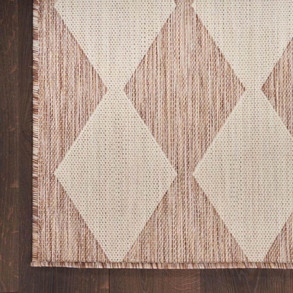 Beige Diamond Pattern Flat Woven Synthetic 8' x 10' Area Rug