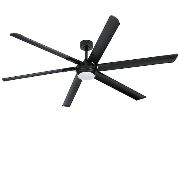bessten Hermes 78 in. Indoor Matte Black 6-Blade Ceiling Fan with LED Light Kit and Remote Control