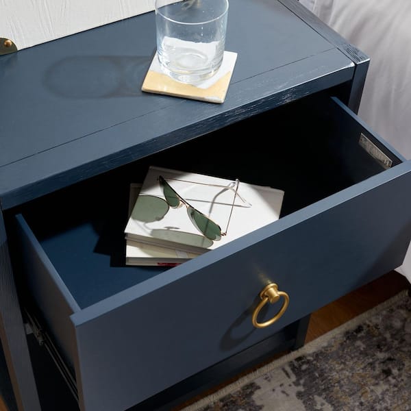 SAFAVIEH Sadie Navy 1 Drawer Nightstand NST9201A - The Home Depot