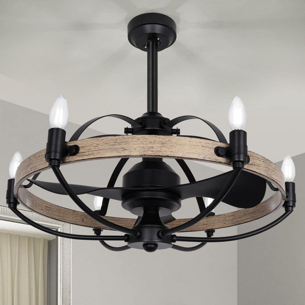 27 in. Indoor Light Wood Smart Ceiling Fan with E12 Lights with Remote, Dow