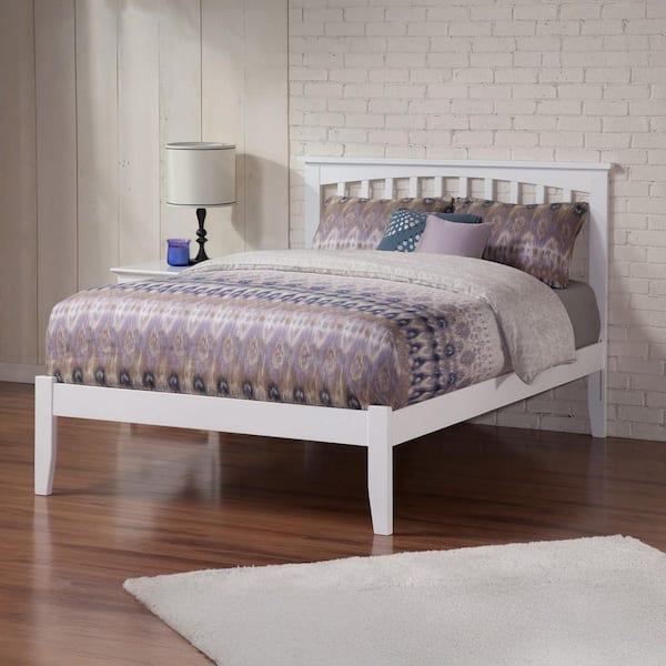 AFI Mission White Queen Platform Bed with Open Foot Board